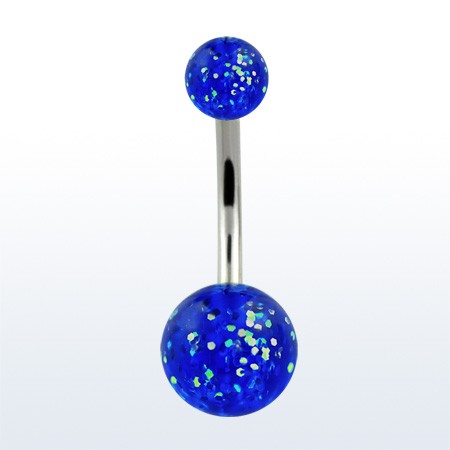 Украшение для пирсинга пупка. Шарики акрил с блеском. BNGT