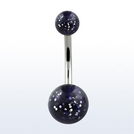 Украшение для пирсинга пупка. Шарики акрил с блеском. BNGT