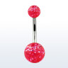 Украшение для пирсинга пупка. Шарики акрил с блеском. BNGT