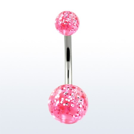 Украшение для пирсинга пупка. Шарики акрил с блеском. BNGT