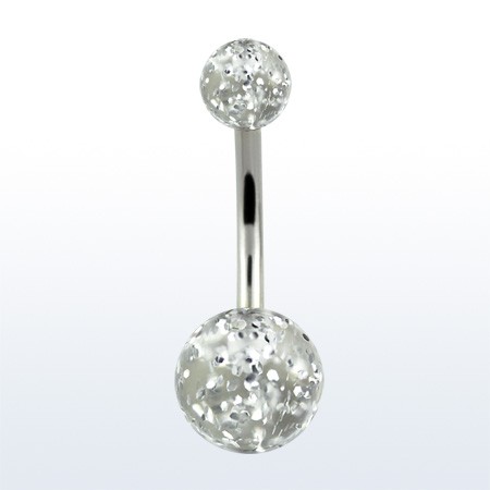Украшение для пирсинга пупка. Шарики акрил с блеском. BNGT