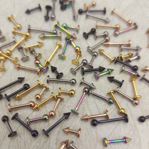 Лабрета 1,2 мм для пирсинга уха и губы. Титан, анодирование цвета розовое золото. LBBTA16rg