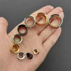 Тоннель из хирургической стали, золотое титановое покрытие. Тонкостенный. EAR664