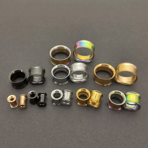 Тоннель из хирургической стали, золотое титановое покрытие. Тонкостенный. EAR664