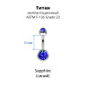Украшение для пирсинга пупка. Титан, 2 кристалла. BNT2J