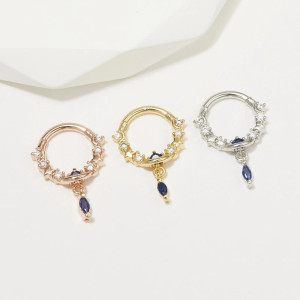 Кольцо сегментное 1,2 мм кликер для пирсинга септума с цирконами. HSEGJ4860