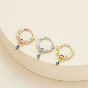 Кольцо сегментное 1,2 мм кликер для пирсинга септума с цирконами. HSEGJ4860