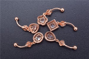 Украшение для пирсинга пупка, покрытие розовым золотом. Капля. BNRG4325