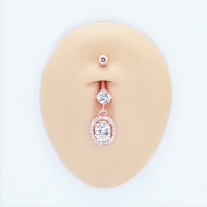 Украшение для пирсинга пупка, покрытие розовым золотом. Овал. BNRG4326