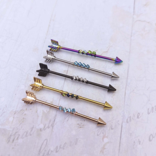 Штанга индастриал 1,6 мм. Стрела, стеклярус. BI7880