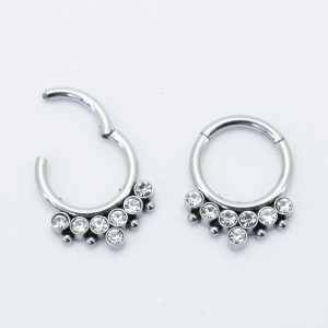 Кольцо сегментное 1,2 мм кликер для пирсинга септума с кристаллами. HSEGJ1974