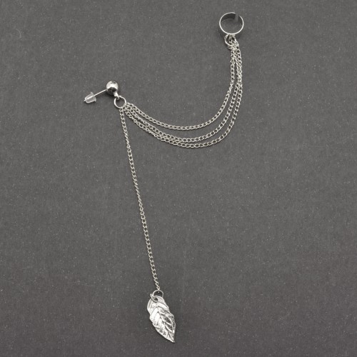 Кафф-серьга Лист, серебро. EC31354