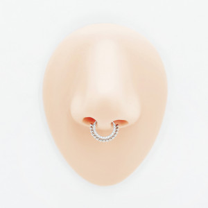 Кольцо сегментное 1,2 мм кликер для пирсинга септума с кристаллами. HSEGJ1902