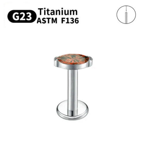 Лабрета 1,2 мм Push-in (без резьбы). Титан, кристалл капля. ILT7854