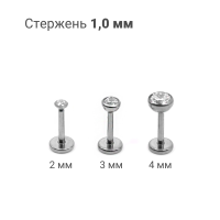 Лабрета 1,0 мм Push-in (без резьбы). Титан. ILTPJ18