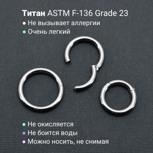 Кольцо сегментное 2,5 мм кликер. Титан. HSEGT10