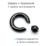 Кольцо 6 мм для пирсинга Принц Альберт, черное титановое покрытие. Шарик на пружине. BCRA2-SL