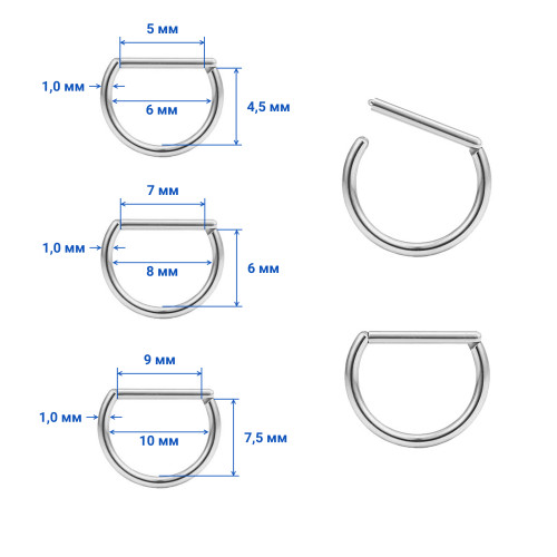D-кольцо сегментное 1,0 мм кликер. Титан. DHSEGTA18