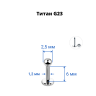 Лабрета 1,2 мм для пирсинга уха и губы. Титан. LBBT16