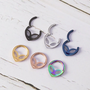 Кольцо сегментное 1,2 мм кликер для пирсинга септума. Инопланетянин. HSEG1924