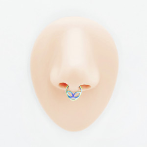 Кольцо сегментное 1,2 мм кликер для пирсинга септума. Инопланетянин. HSEG1924