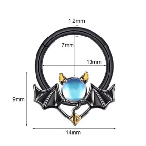 Кольцо сегментное 1,2 мм кликер для пирсинга септума. Дьявол. HSEGJ7676