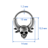 Кольцо сегментное 1,2 мм кликер для пирсинга септума. Череп. HSEG0641