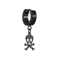 Серьга-кликер с подвеской Череп. Чёрное покрытие. SK5804B