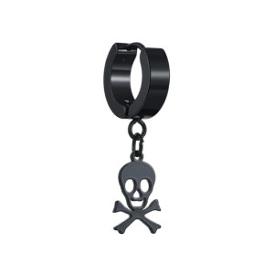 Серьга-кликер с подвеской Череп. Чёрное покрытие. SK5804B