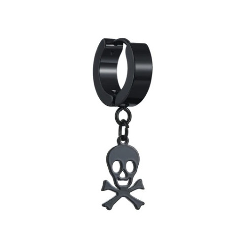 Серьга-кликер с подвеской Череп. Чёрное покрытие. SK5804B
