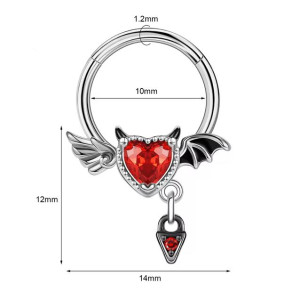 Кольцо сегментное 1,2 мм кликер для пирсинга септума. Ангел-демон. HSEGJ4898