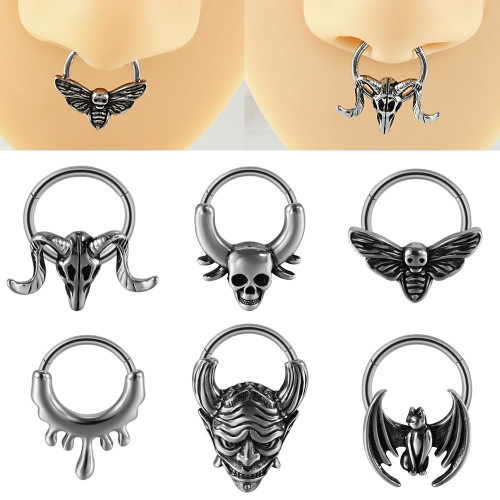 Кольцо сегментное 1,2 мм кликер для пирсинга септума. Мотылек. HSEG0644