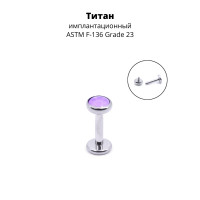 Интернал-лабрета 1,2 мм. Титан, вставка - аметист 4 мм. LBICST0694