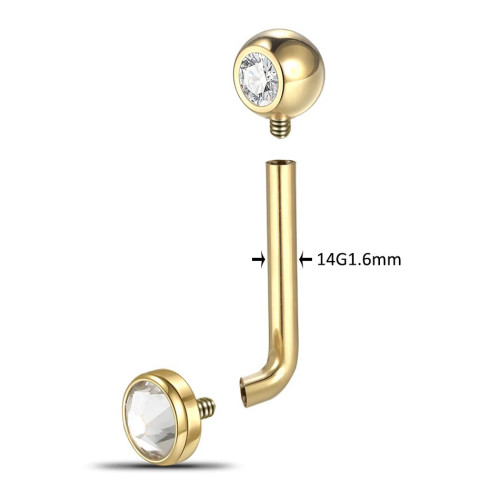 L-образная интернал-штанга для пирсинга "Кристина" с 2 кристаллами, титановое анодирование. LIBB003