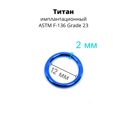 Кольцо сегментное 2,0 мм кликер. Титан, синее анодирование. HSEG12BLU