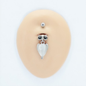 Украшение для пирсинга пупка, покрытие золотом. Сова. MCD7973