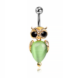 Украшение для пирсинга пупка, покрытие золотом. Сова. MCD7973