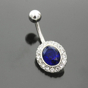 Украшение для пирсинга пупка. Овальный кристалл. MCD754