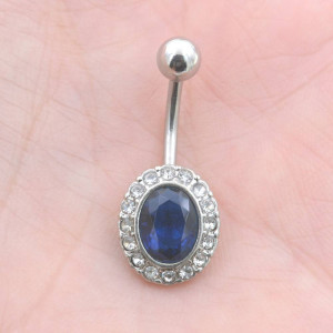 Украшение для пирсинга пупка. Овальный кристалл. MCD754