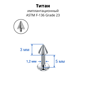 Интернал-лабрета 1,2 мм.Конус. Титан. ILBCNT16F