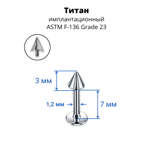 Интернал-лабрета 1,2 мм.Конус. Титан. ILBCNT16F