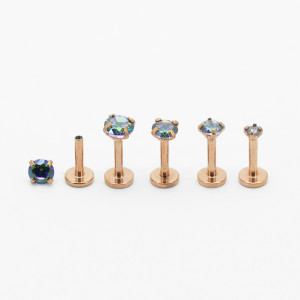 Интернал-лабрета 1,2 мм. Циркон Mystic Topaz, розовое золото. ILBZ132