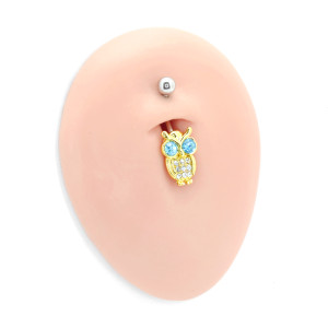 Украшение для пирсинга пупка, покрытие золотом. Сова. MCD4485