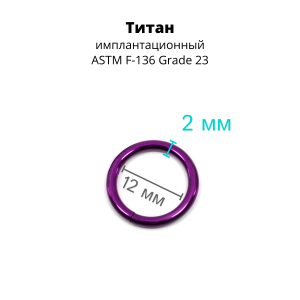 Кольцо сегментное 2,0 мм кликер. Титан, фиолетовое анодирование. HSEG12DV