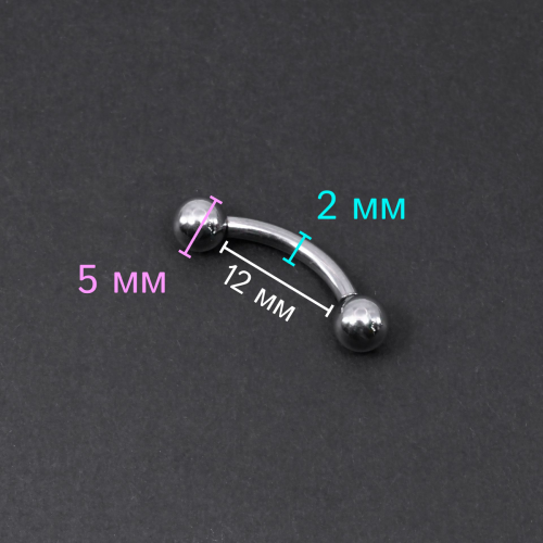 Интернал-банан 2,0 мм для пирсинга Принц Альберт. BNPB12