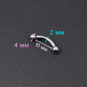 Интернал-банан 2,0 мм для пирсинга Принц Альберт. BNPB12