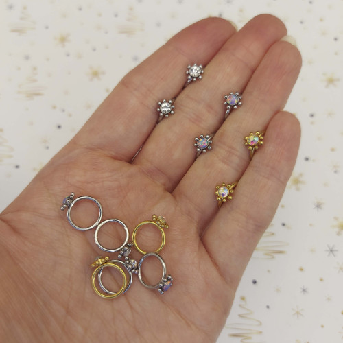 Кольцо сегментное 1,2 мм кликер. Опал. HSEG001