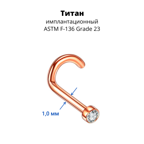 Нострила улитка с кристаллом. Титан, анодирование. NSCTA