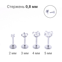 Лабрета 0,8 мм Push-in (без резьбы). Циркон. IL1186